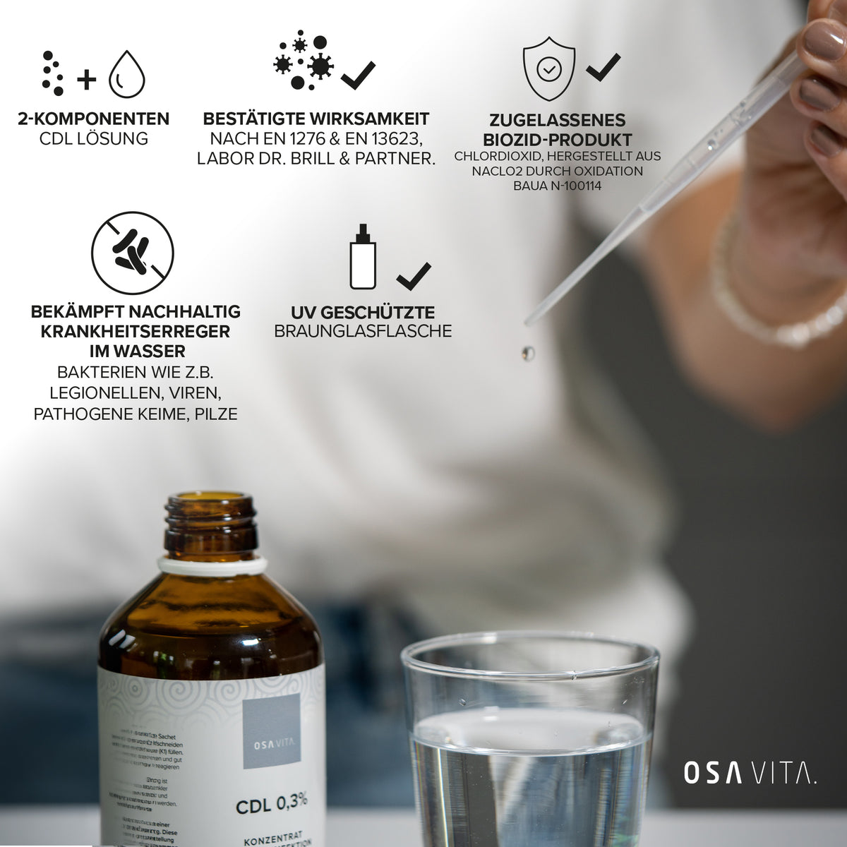 OSAVITA® CDL 0,3%, 2-Komponenten System zur Trinkwasserdesinfektion (100 ml)