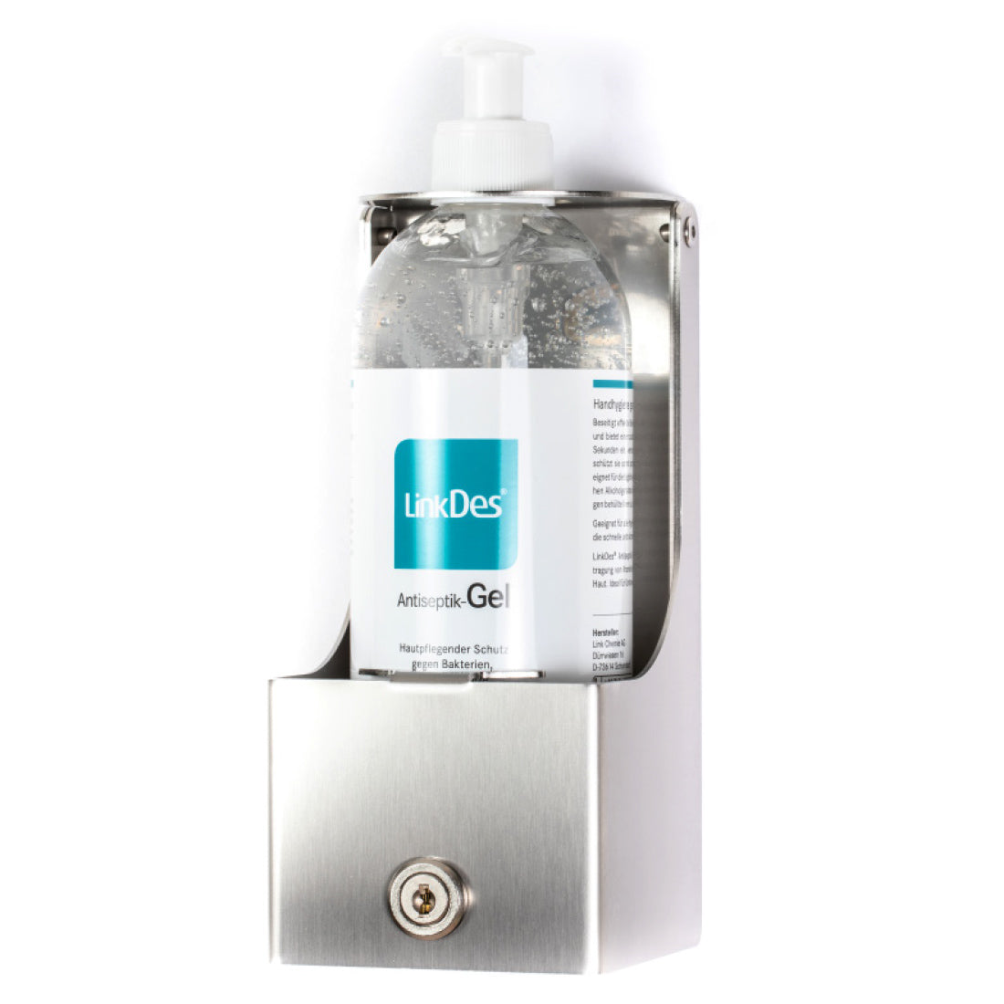 LinkDes® LockOne wall mount including 1x 500 ml LinkDes® antiseptic gel