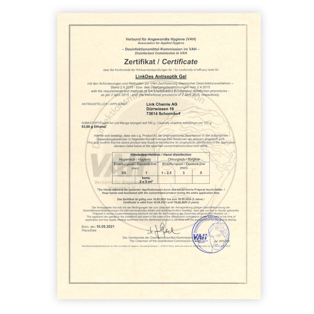 LinkDes® Antiseptic Gel, disinfectant gel for hands (5 liters)