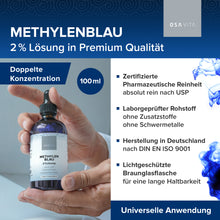 Laden Sie das Bild in den Galerie-Viewer, OSAVITA® Methylenblau Lösung 2% reinst USP (100 ml)