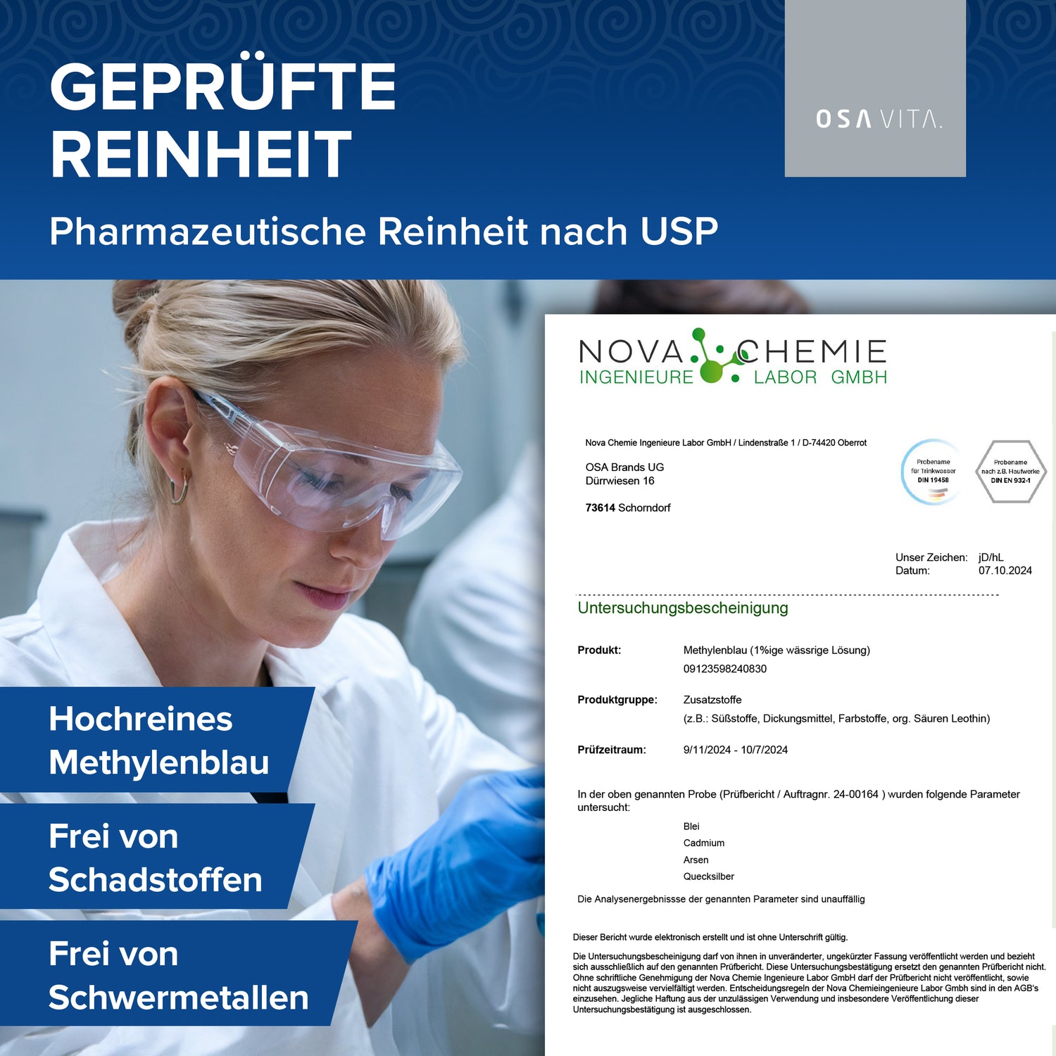 OSAVITA® Methylene Blue Solution 1% pure USP (100 ml) 