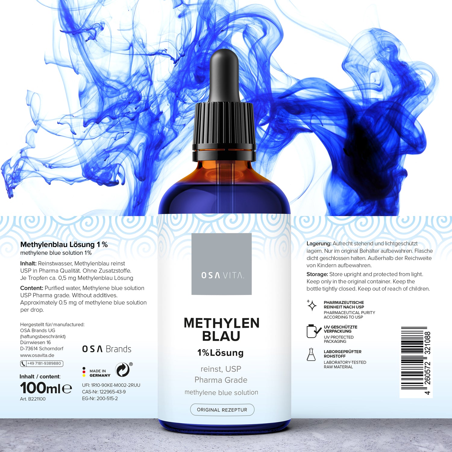 OSAVITA® Methylene Blue Solution 1% pure USP (100 ml) 