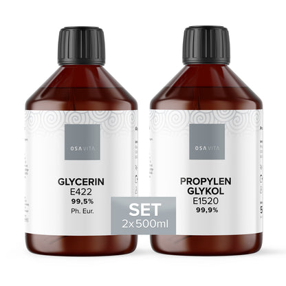OSAVITA Glycerin E422 Ph. Eur. & Propylenglykol E1520, Set (2x 500 ml) OSAVITA OSAVITA Glycerin E422 Ph. Eur. & Propylenglykol E1520, Set (2x 500 ml) OSAVITA