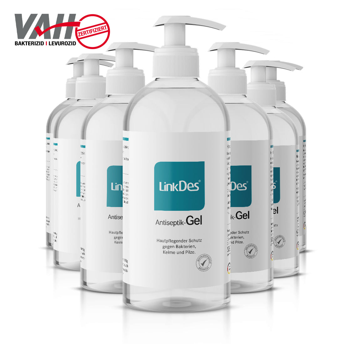 LinkDes Antiseptik Gel Desinfektionsgel in Pumpspender Flaschen, Händedesinfektion begrenzt viruzid, VAH