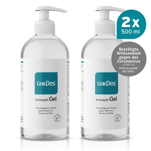 LinkDes Antiseptik Gel 500 ml Desinfektionsgel in Pumpspender Flaschen