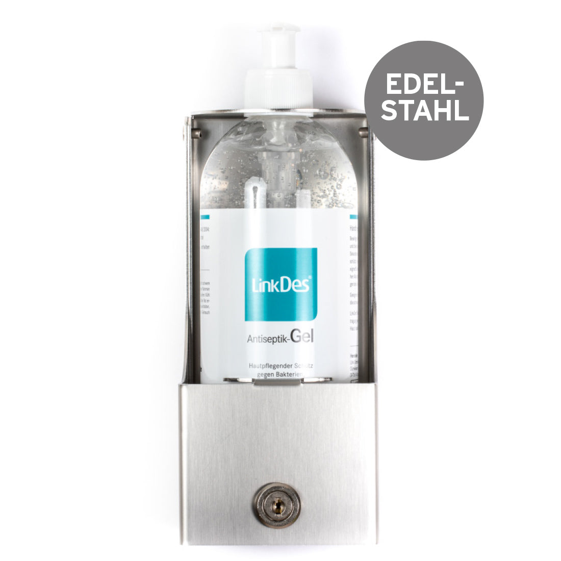 LinkDes® LockOne wall mount including 1x 500 ml LinkDes® antiseptic gel