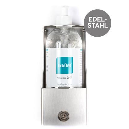 LinkDes® LockOne wall mount including 1x 500 ml LinkDes® antiseptic gel 