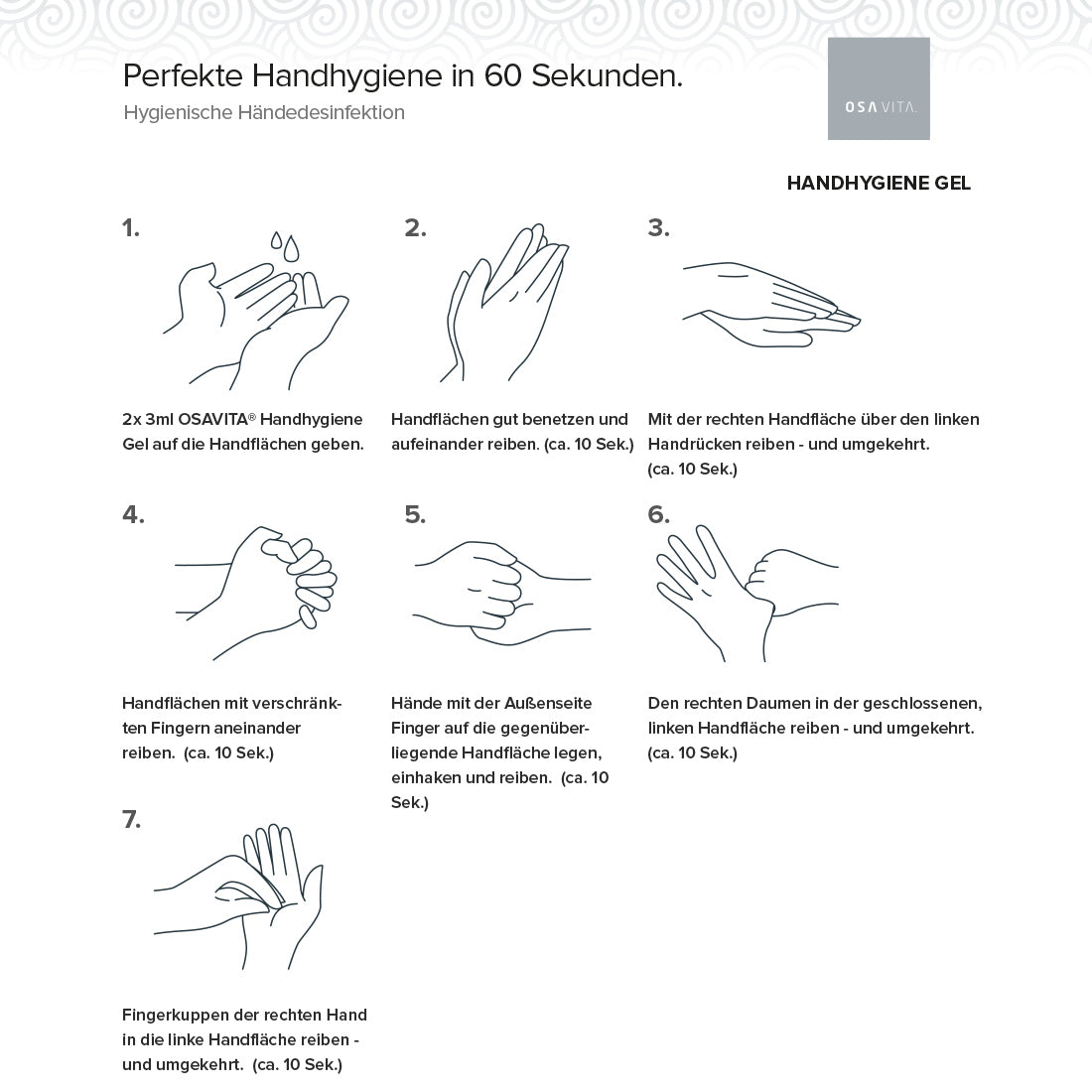 OSAVITA® Hand Hygiene Gel, disinfectant gel for hands according to EN 14476 (8x 500 ml) 